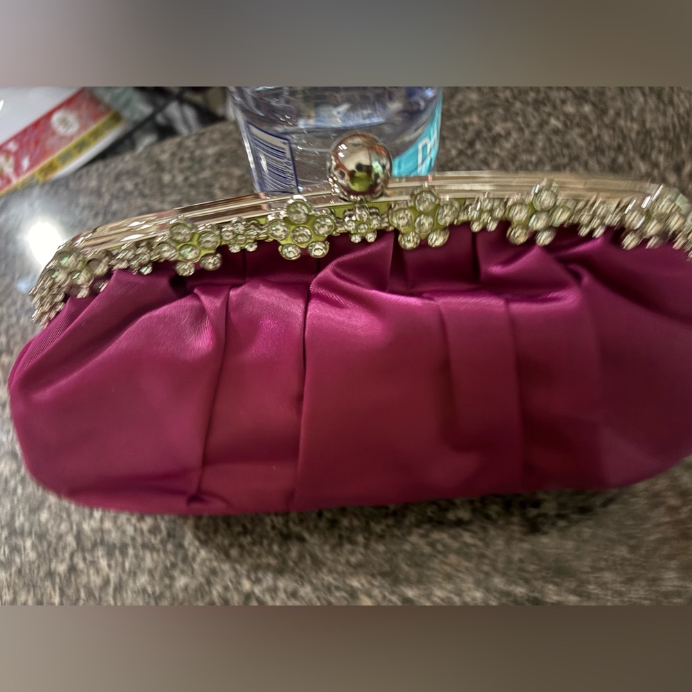 Elegant Pink Clutch with Crystal Accents